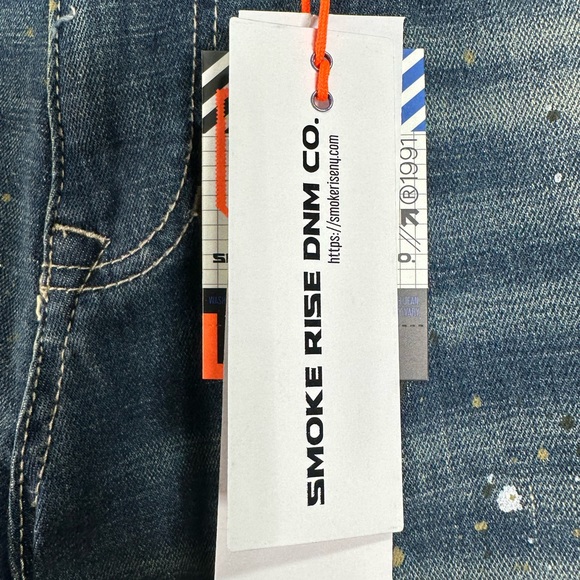 Smoke Rise DNM Co Distressed Lazy Fit Jean, Men's Size 32/32 - Blue/Multi - Picture 6 of 12